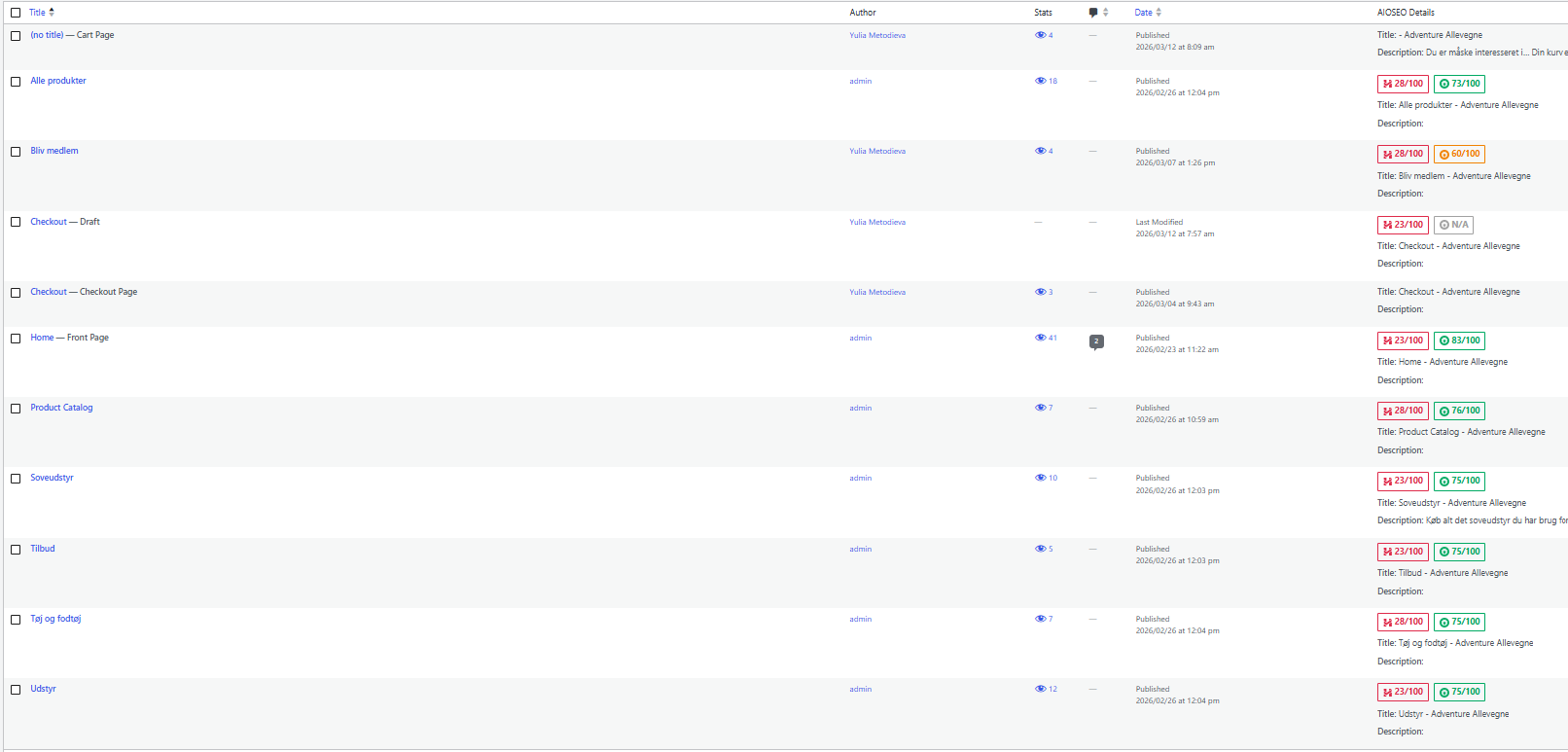 WordPress og WooCommerce administration